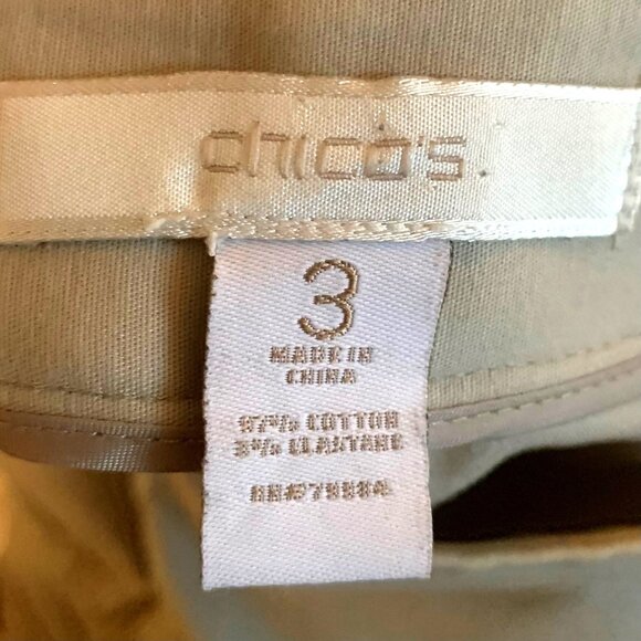 Chico’s Khaki Casual Capri Pants Chinos US 16 Size 3 Stretch Crop Welt Pockets - Picture 8 of 10